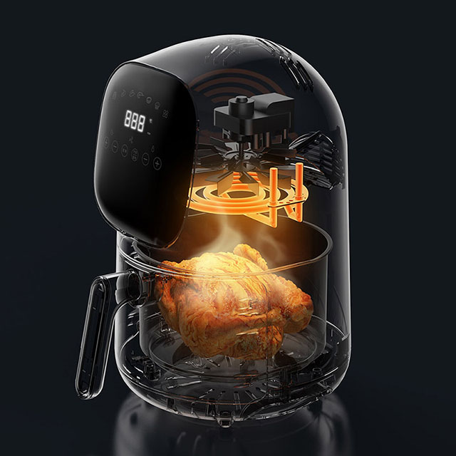 Astronauta Smart Air Fryer com janela visível