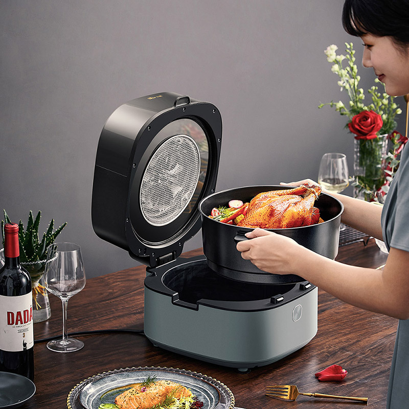 Air Fryer com janela de visualização e pás para mexer